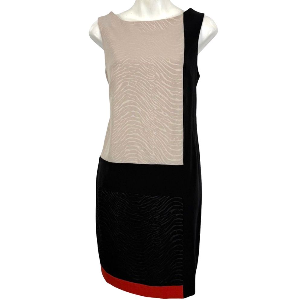 Sandra Darren Womens Color Block Sleeveless Mini Stretch Sheath Dress sz 8